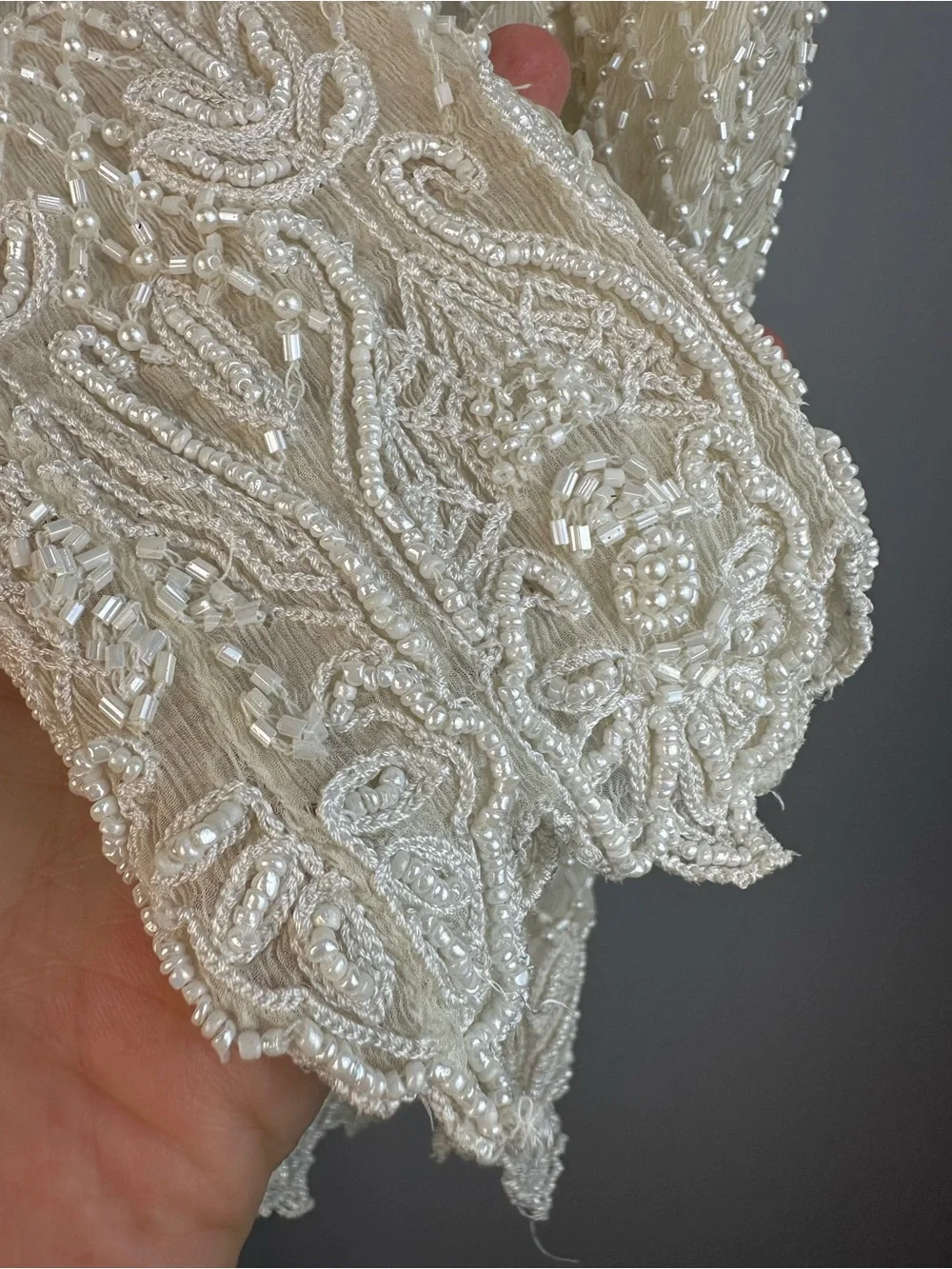 Vintage Sténay Silk Beaded Pearl Sequin Jacket Bridal Wedding Ivory 12